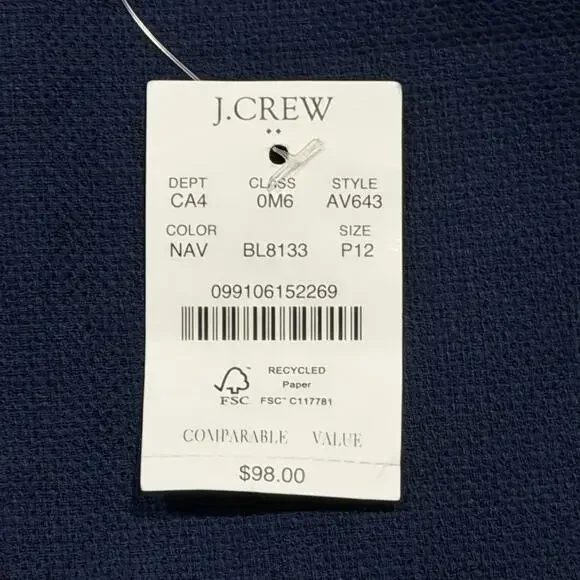 J Crew Women’s Sleeveless Navy Sheath Dress Gold Buttons Nautical Size 12p NWT - Picture 3 of 5